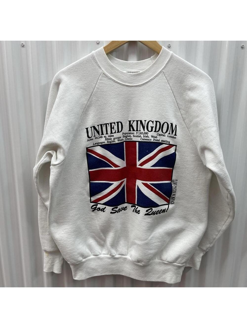 Vintage 90s Oneita United Kingdom "God Save The Queen" Graphic Sweatshirt LARGE